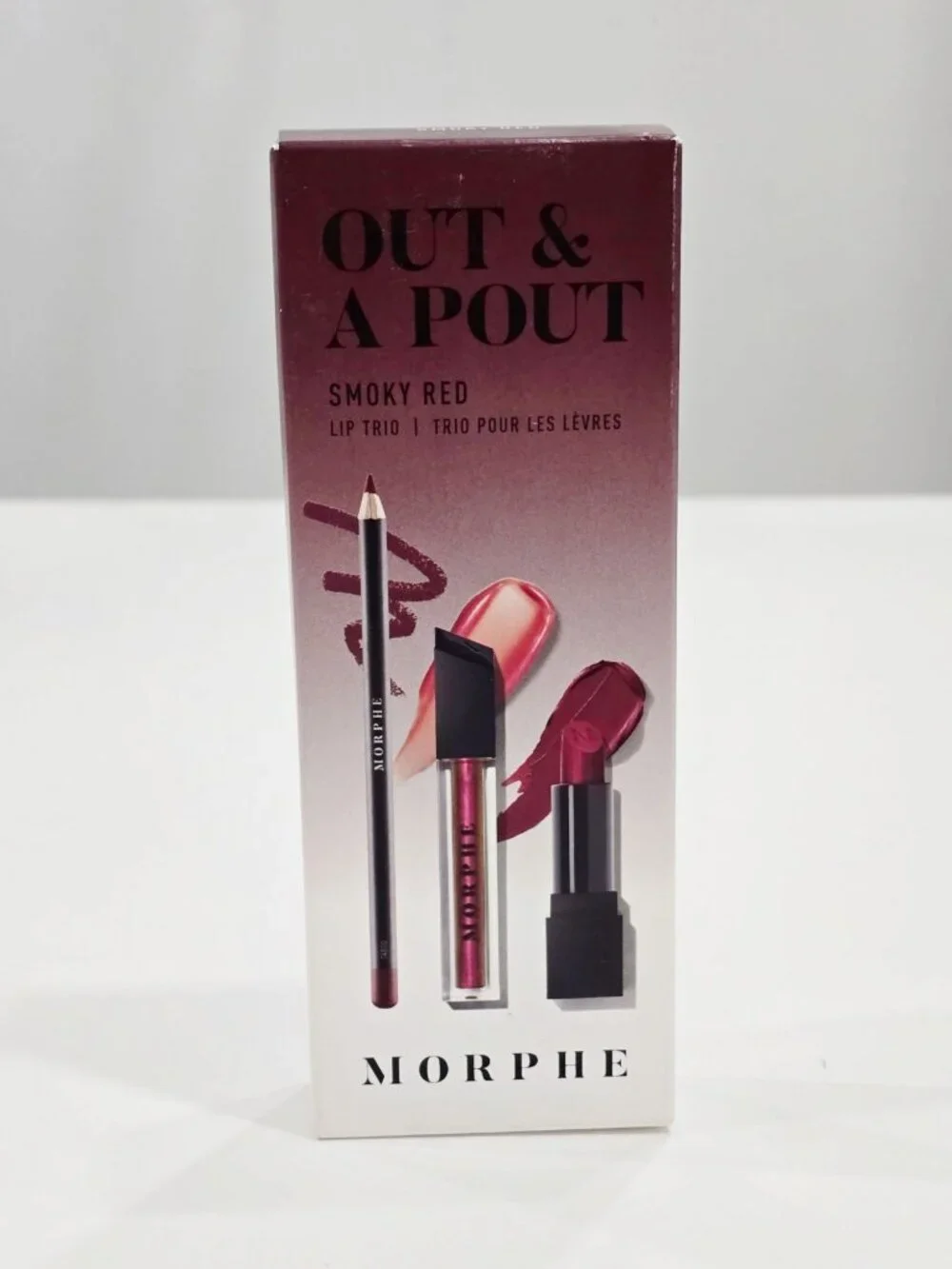 Morphe ✦ Out & A Pout Smoky Red Lip Trio ✦ Lipstick Gloss Pencil Vegan NWT